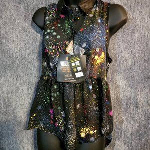 NWT Large ALI & Kris Galaxy Peplum Top